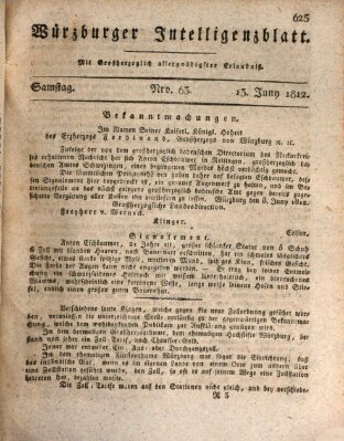 Würzburger Intelligenzblatt Samstag 13. Juni 1812