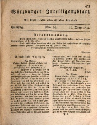 Würzburger Intelligenzblatt Samstag 27. Juni 1812