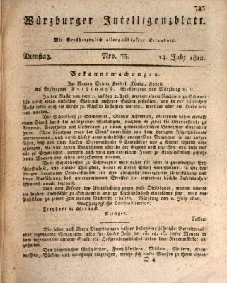 Würzburger Intelligenzblatt Dienstag 14. Juli 1812