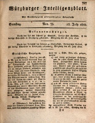 Würzburger Intelligenzblatt Samstag 25. Juli 1812