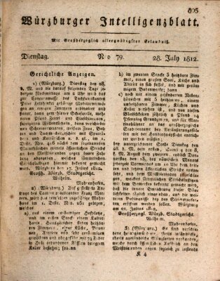 Würzburger Intelligenzblatt Dienstag 28. Juli 1812