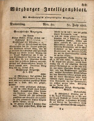 Würzburger Intelligenzblatt Donnerstag 30. Juli 1812