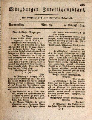 Würzburger Intelligenzblatt Donnerstag 6. August 1812