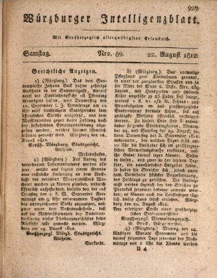 Würzburger Intelligenzblatt Samstag 22. August 1812