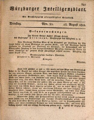 Würzburger Intelligenzblatt Dienstag 25. August 1812