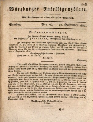 Würzburger Intelligenzblatt Samstag 12. September 1812