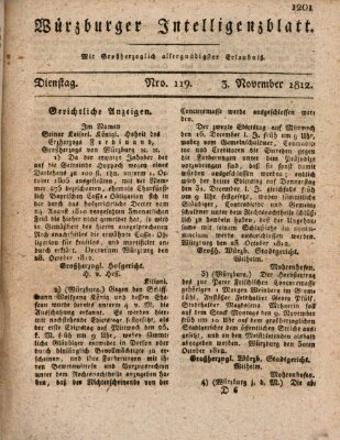 Würzburger Intelligenzblatt Dienstag 3. November 1812