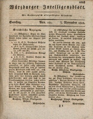 Würzburger Intelligenzblatt Samstag 7. November 1812