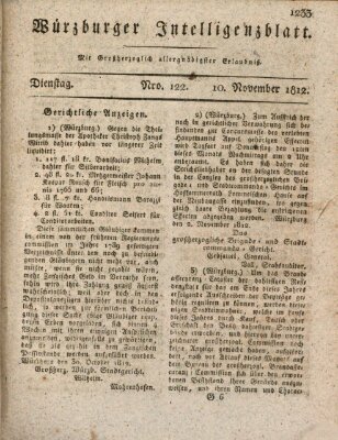 Würzburger Intelligenzblatt Dienstag 10. November 1812