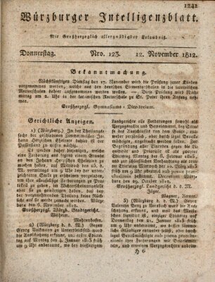 Würzburger Intelligenzblatt Donnerstag 12. November 1812