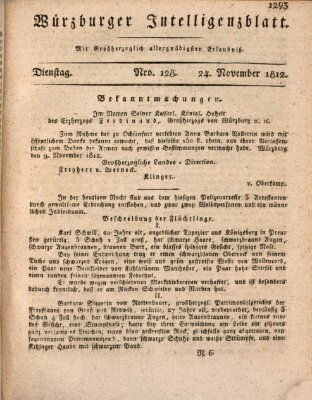 Würzburger Intelligenzblatt Dienstag 24. November 1812