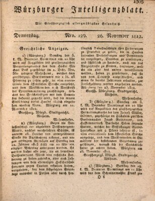 Würzburger Intelligenzblatt Donnerstag 26. November 1812