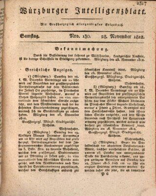 Würzburger Intelligenzblatt Samstag 28. November 1812