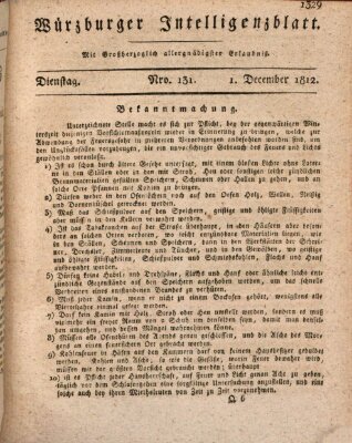 Würzburger Intelligenzblatt Dienstag 1. Dezember 1812