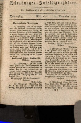 Würzburger Intelligenzblatt Donnerstag 24. Dezember 1812