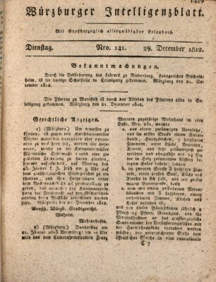 Würzburger Intelligenzblatt Dienstag 29. Dezember 1812