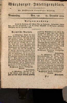 Würzburger Intelligenzblatt Donnerstag 31. Dezember 1812