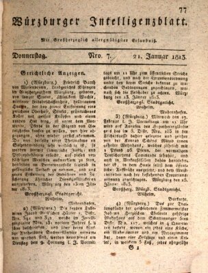 Würzburger Intelligenzblatt Donnerstag 21. Januar 1813