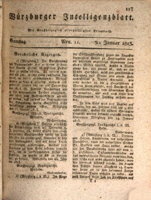 Würzburger Intelligenzblatt Samstag 30. Januar 1813