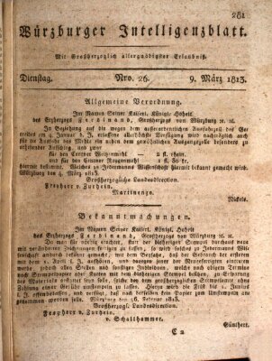 Würzburger Intelligenzblatt Dienstag 9. März 1813