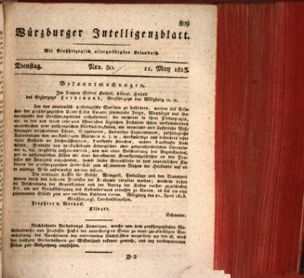 Würzburger Intelligenzblatt Dienstag 11. Mai 1813