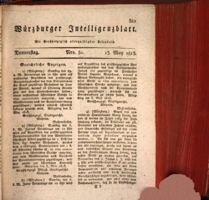 Würzburger Intelligenzblatt Donnerstag 13. Mai 1813