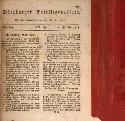 Würzburger Intelligenzblatt Dienstag 1. Juni 1813