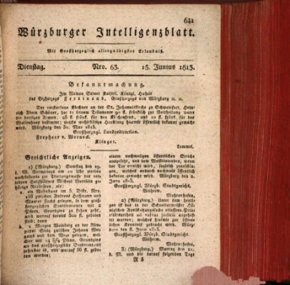 Würzburger Intelligenzblatt Dienstag 15. Juni 1813