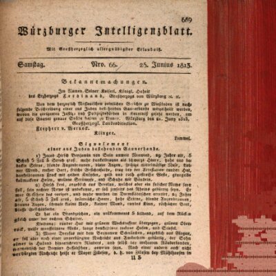 Würzburger Intelligenzblatt Samstag 26. Juni 1813