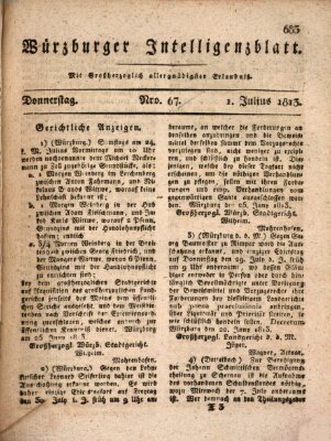 Würzburger Intelligenzblatt Donnerstag 1. Juli 1813