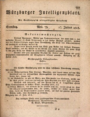 Würzburger Intelligenzblatt Samstag 17. Juli 1813