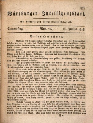 Würzburger Intelligenzblatt Donnerstag 22. Juli 1813