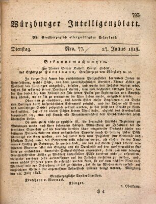 Würzburger Intelligenzblatt Dienstag 27. Juli 1813