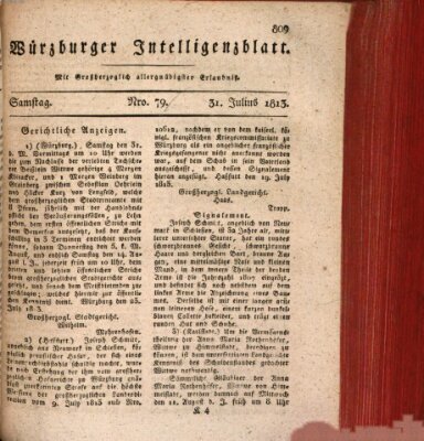 Würzburger Intelligenzblatt Samstag 31. Juli 1813