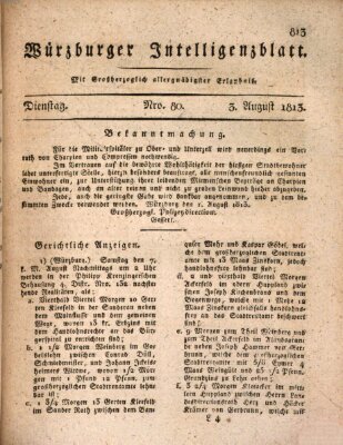 Würzburger Intelligenzblatt Dienstag 3. August 1813