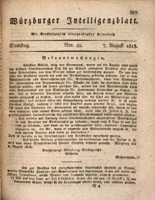 Würzburger Intelligenzblatt Samstag 7. August 1813