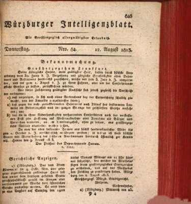 Würzburger Intelligenzblatt Donnerstag 12. August 1813