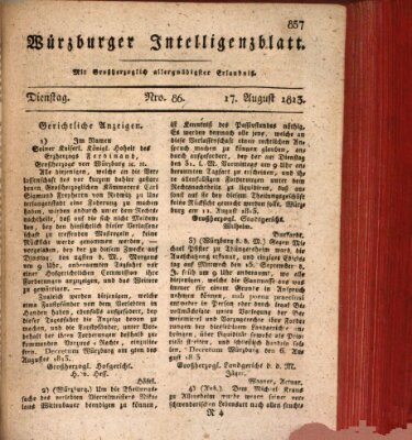 Würzburger Intelligenzblatt Dienstag 17. August 1813