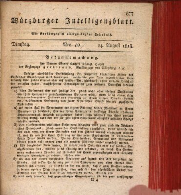 Würzburger Intelligenzblatt Dienstag 24. August 1813