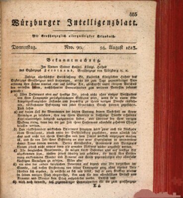 Würzburger Intelligenzblatt Donnerstag 26. August 1813