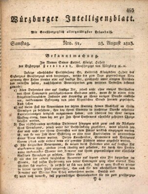 Würzburger Intelligenzblatt Samstag 28. August 1813