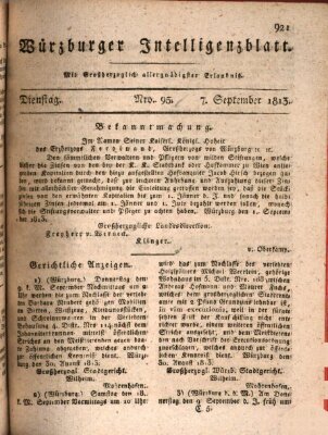 Würzburger Intelligenzblatt Dienstag 7. September 1813