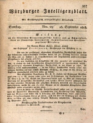 Würzburger Intelligenzblatt Samstag 18. September 1813