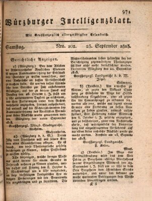 Würzburger Intelligenzblatt Samstag 25. September 1813