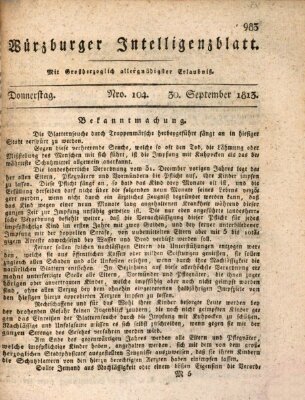 Würzburger Intelligenzblatt Donnerstag 30. September 1813