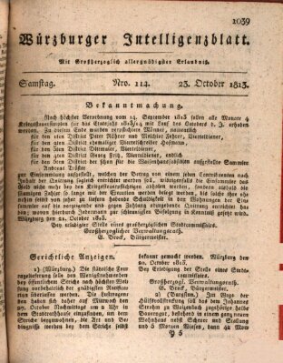 Würzburger Intelligenzblatt Samstag 23. Oktober 1813