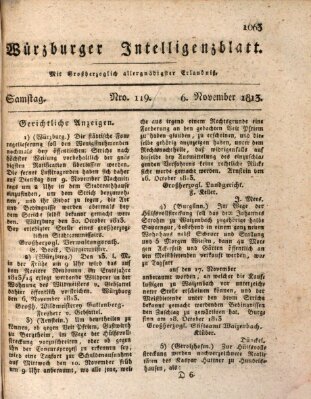 Würzburger Intelligenzblatt Samstag 6. November 1813