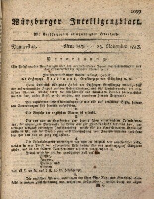 Würzburger Intelligenzblatt Donnerstag 25. November 1813