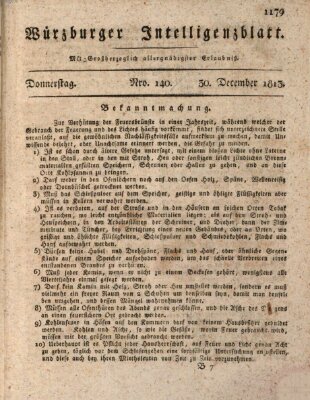 Würzburger Intelligenzblatt Donnerstag 30. Dezember 1813