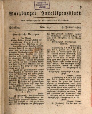 Würzburger Intelligenzblatt Dienstag 4. Januar 1814